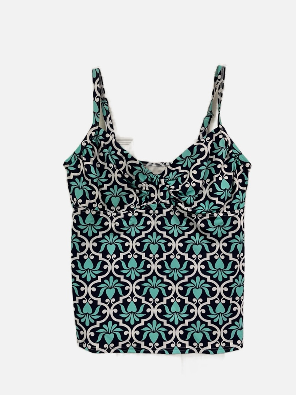 Lands' End Navy Women’s Swimsuit Bathing Suit Floral Print Tankini Top 12